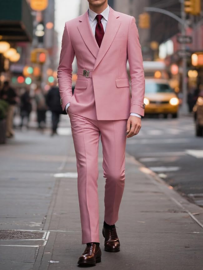 Drolia Formal Men's Suits Regular Fit 2 Piece Prom Tuxedos Notch Lapel Jacket+Trousers for Wedding Grooms4