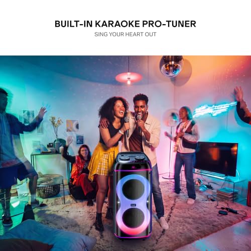 Image of boAt 2026 Launch PartyPal 390 Plus, Karaoke Auto-Tuner, 160W Output, 1 UHF Wireless Microphone, Vibrant RGB LEDs, Hearables App Support, TWS Mode, Guitar Input Port, Multi-Compatibility (Onyx Black)