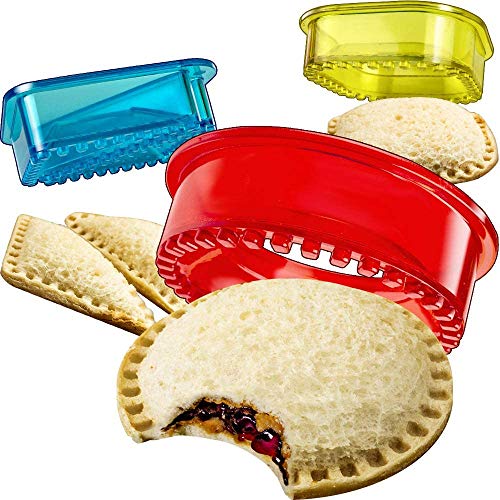 Sandwich Cutter and Sealer, DIY Pocket Sandwich for Kids, Great for Lunchbox and Bento Box, Safety Material and Uncrustable, 3 Sets Decruster Sandwich Maker (Circle, Square, Triangle)