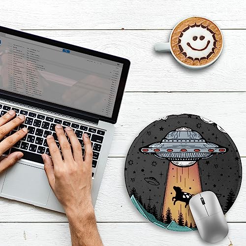 Image of Gctriki Round Mouse Pad, Mini Mouse Pad for Desk, Funny Art UFO Mousepad,Stitched Edge Non-Slip Rubber Base, Laptop Computer Mouse Pads for Wireless Mouse, Office Decor Desk Accessories