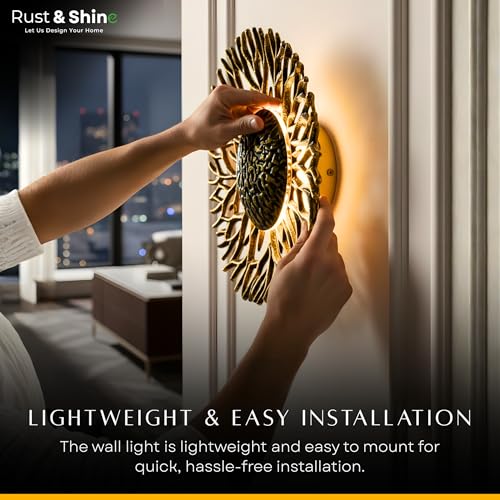 Image of Rust & Shine Wall Light for Home Decoration Antique Brass Modern Decorative Wall Lamp for Living Room & Bedroom Wall Mounted Light Bedside Wall Light Fancy Indoor Lighting