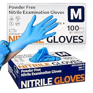 Medical Nitrile Exam Gloves, Latex-Free & Powder-Free Non-Sterile Food Safe Cleaning Disposable Glove, 100 Pcs