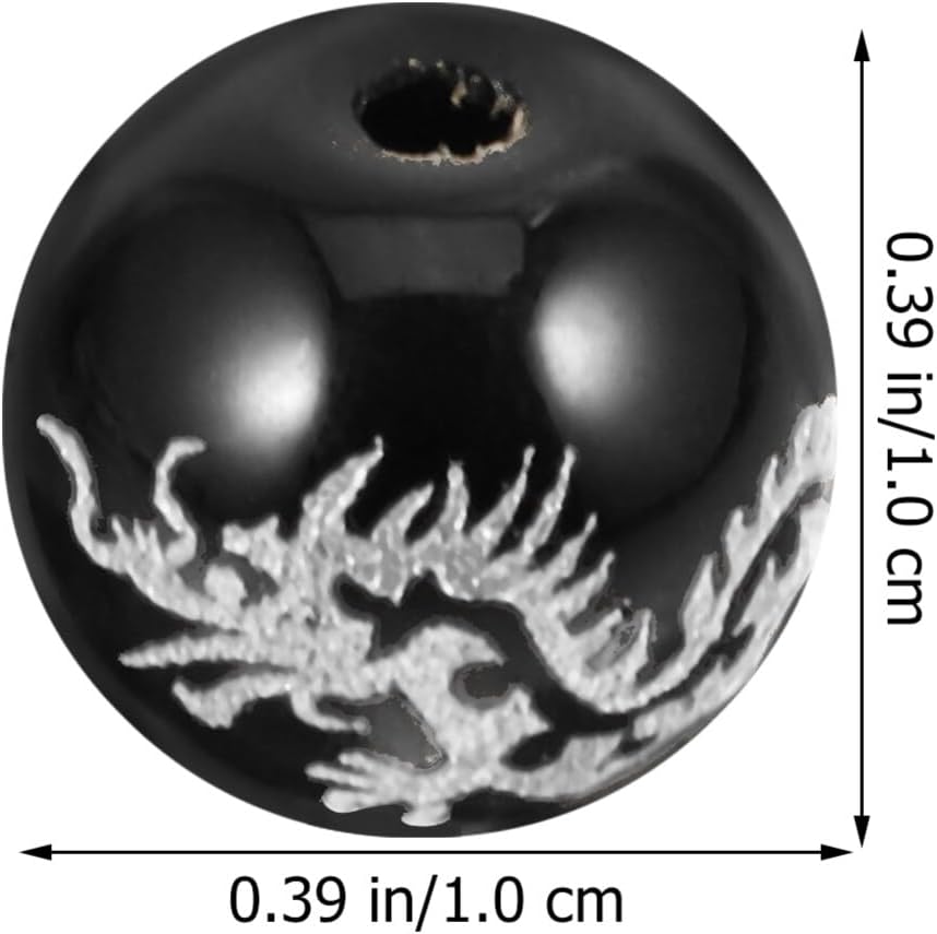 EXCEART Dragon Beads Agate Beads 0.39 Inch Round Spacer Beads for Jewelry Making DIY Crafts Feng Shui Amulet Charm for Wealth and Fortune - Image 5