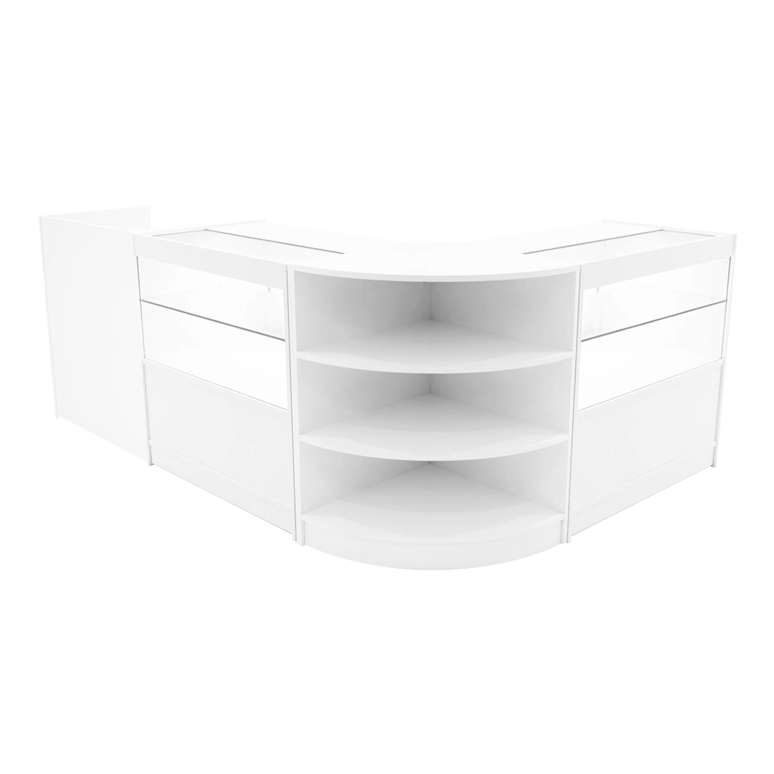 Set Banconi Bianco Eclipse LED Light 2 x C900 LM60 TB60 con Illuminazione Bianca, Serrature, Vetrina in Vetro, Blocco Cassa, Mensole Interne per Negozi Boutique Gioiellerie