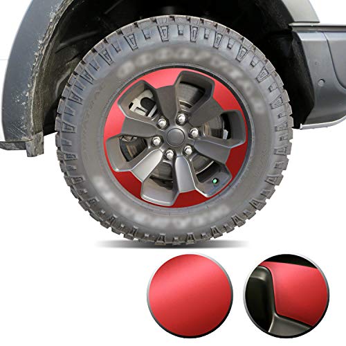 Optix Full Wheel Overlay Rim Accent Vinyl Decal Wrap Compatible with Ram Rebel 2019 2020 - Metallic Matte Chrome Red