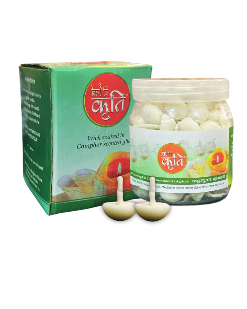 Kriti Creations Camphor Ghee Diya Batti || Jyot Batti for Pooja Aarti and Special Occasions || Cotton Wicks for Puja || Handmade Ghee Diya Batti(100 Pcs in a Box) Set of 2 (200 Pcs)-image-23
