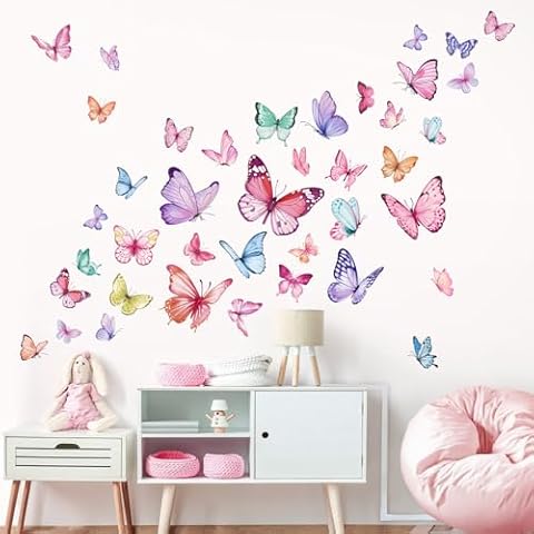 wondever Colourful Watercolour Butterfly Wall Stickers Cover