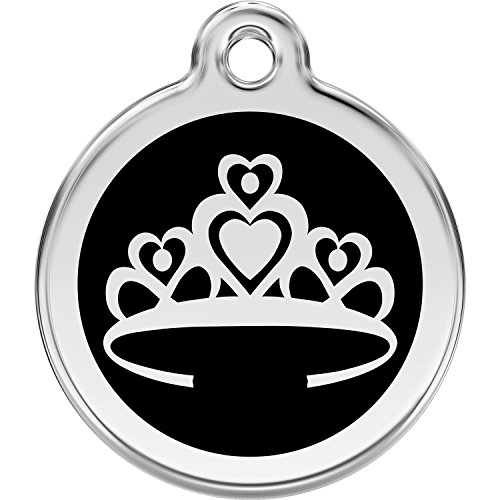 Red Dingo Personalized Crown Pet ID Dog Tag (Small Black)