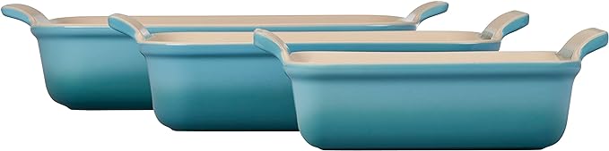 Le Creuset Stoneware Heritage Set 3 Rectangular Dishes, White