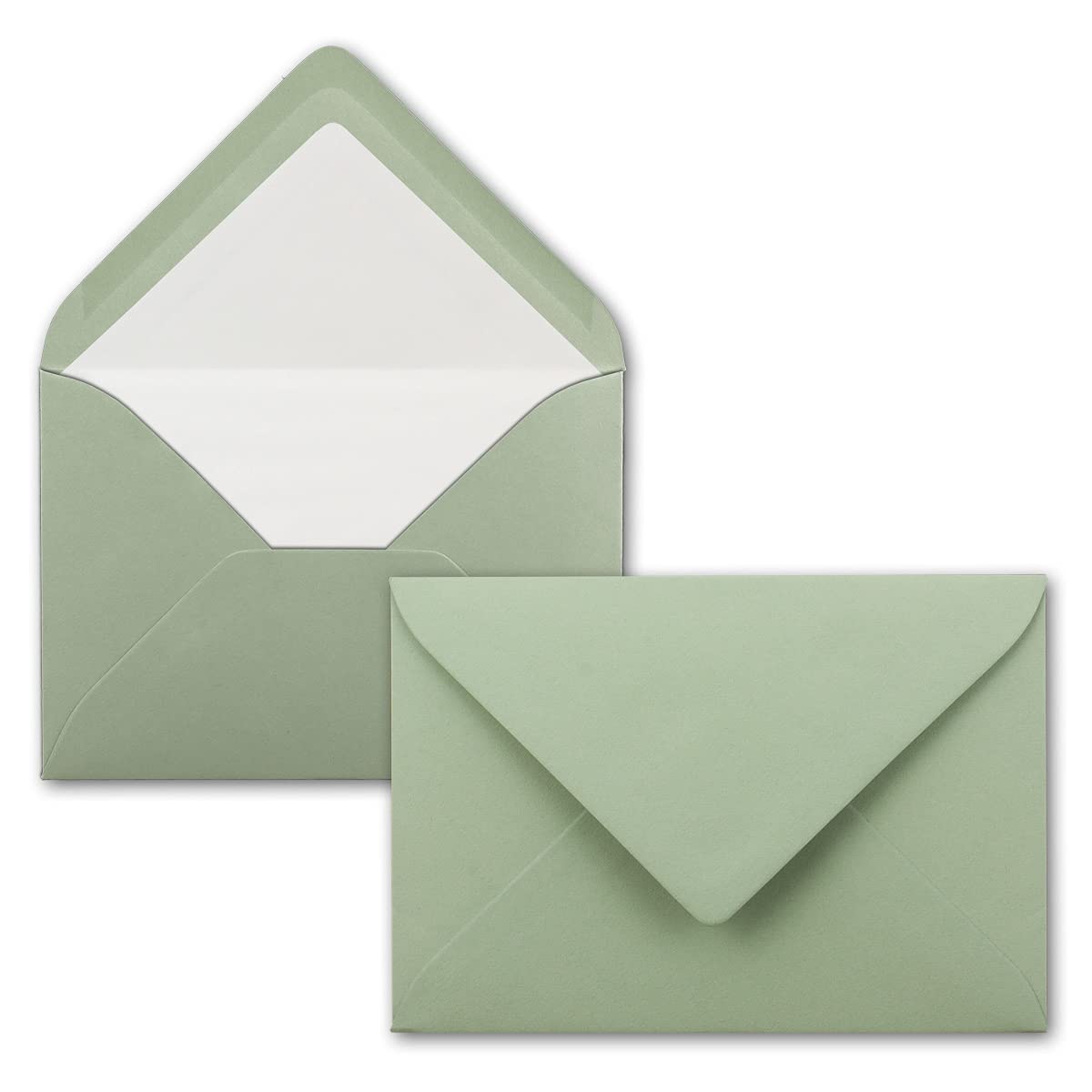 Set di 300 fogli di carta da lettere DIN A4 con buste foderate bianche in formato C6, incollaggio a umido, verde eucalipto, set di lettere in carta pregiata con buste abbinate