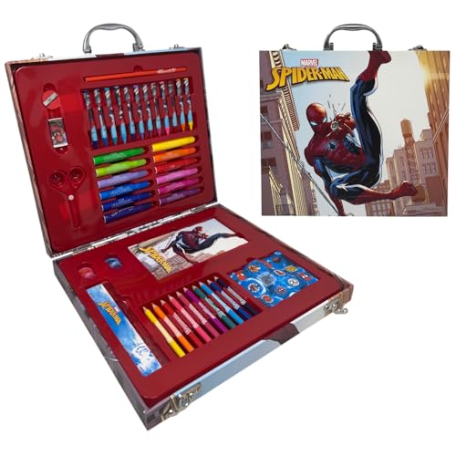 Pasta de 55 peças Spiderman Marvel caixa infantil completa de cores artigos de papelaria autocolantes