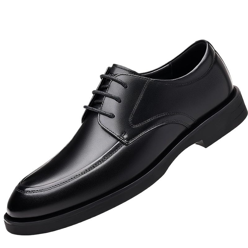 Dress Oxford Shoes for Men's French Leather Wingtip Lace Up Slip Resistant Low Top Rubber Sole Non Slip Wedding Office