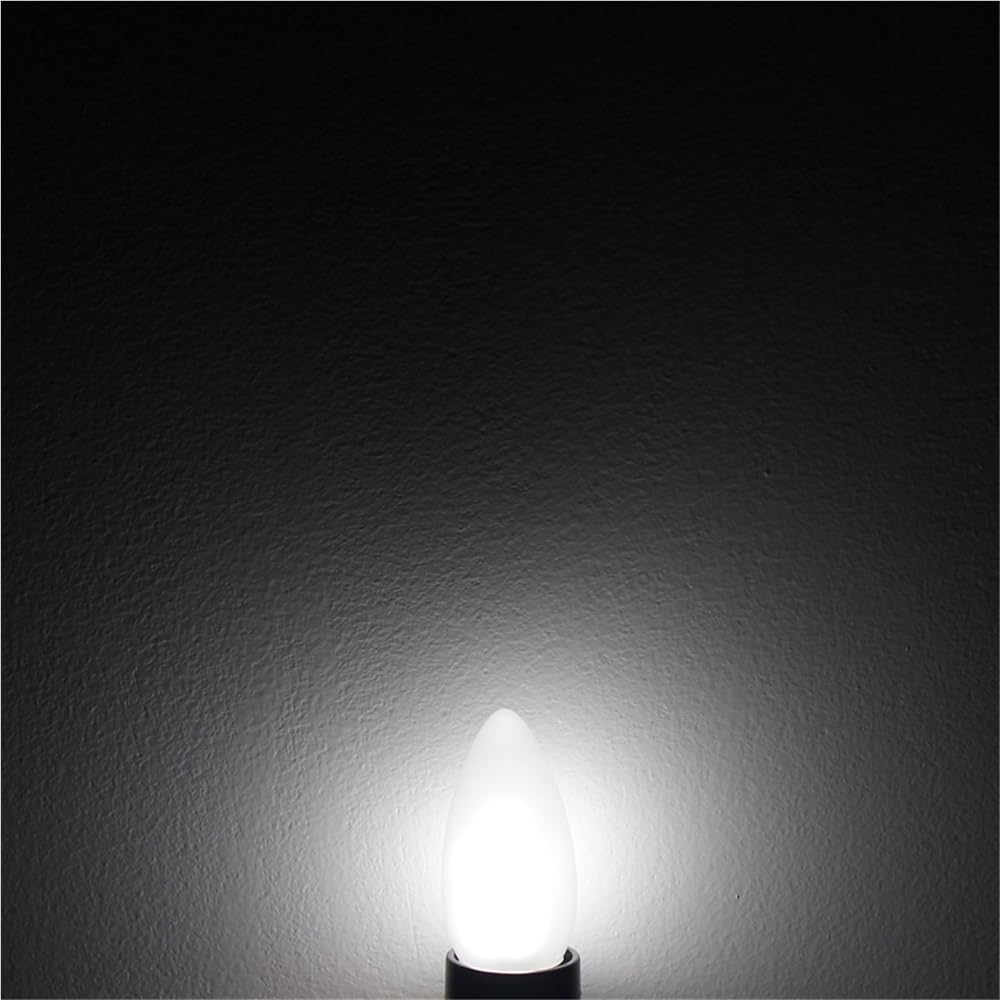 1fortunate lights, Paquete de 20, bombilla de vela LED C35 AC220V E14 3W restaurante sala de estar luces lámpara de cristal fuente de luz(Cold white,E27 Frosted Cover)