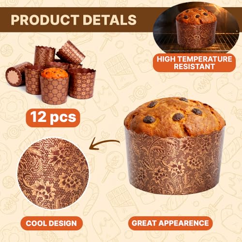 Paska-Form Osterbrotformen, 12 Stück, 425 ml, Osterbrotpapierform, Kulich, Panettone-Papierform, große Pascha
