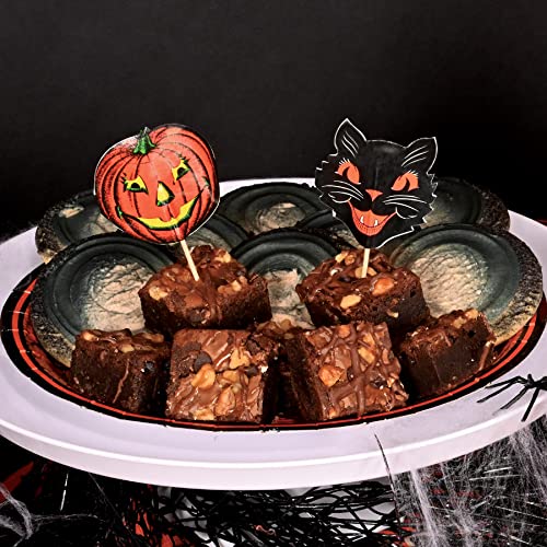 Beistle 150 Piece Paper Vintage Halloween Party Food Picks Cat Pumpkin Cupcake Toppers #TOP4