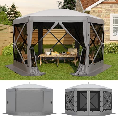 13x13FT 6-Sided Pop Up Gazebo Tent，One-Push Setup Canopy Tent with