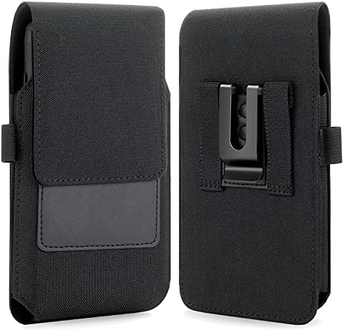 BECPLT Cell Phone Pouch Nylon Holster Case with Belt Clip Cover for iPhone 14 Pro 14 13 Pro 12 Pro 12 11 Pro Xs X 10 Moto E6 Moto G7 Play Google Pixel 5 4 3 LG G6 G5 G4 Huawei P40(Fits w/Thin Case on)