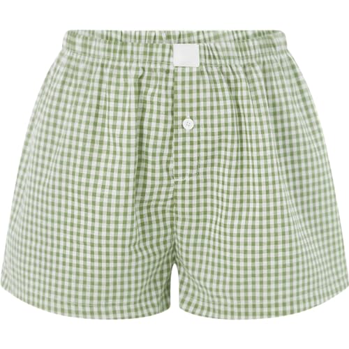 Image of Womens Y2k Plaid Shorts Women Cute Lounge Pajama Sleep Comfy & Casual Gingham PJ Boxer Shorts