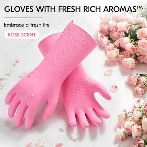 Vgo... Heavy Duty Cleaning Gloves Lined Nylon, Household Gloves Reuseable in TPE Latex Free - Image 2