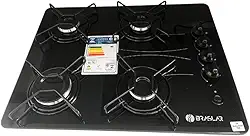 Cooktop A Gás 4 Bocas Braslar Pop Automático Preto Bivolt