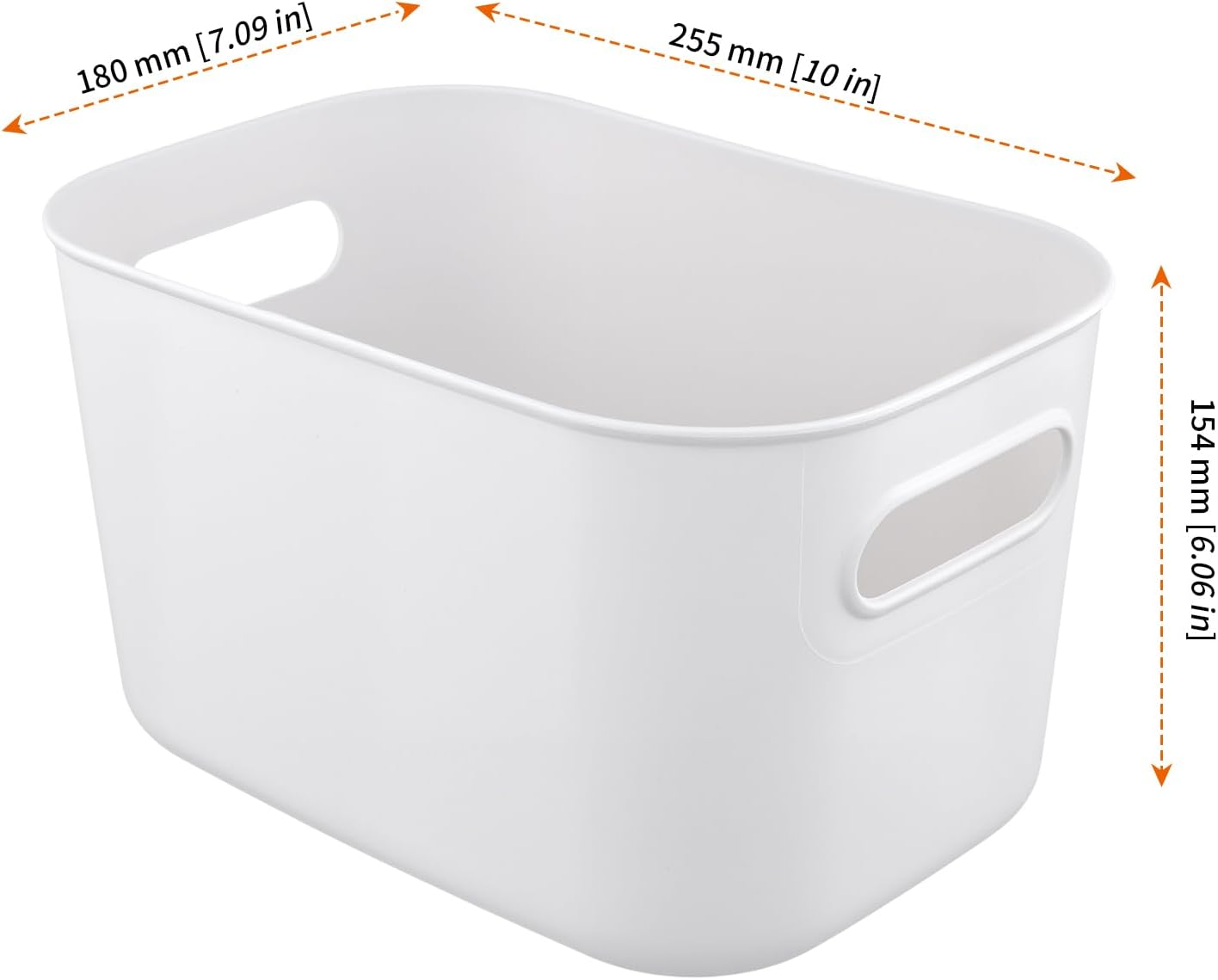 HOZEON 10 Pack White Plastic Storage Bins with Handle, Stackable Cupboard Organiser Pantry Storage Boxes for Shelves, Drawers, Bathroom, 10 x 7 x 6 Inch