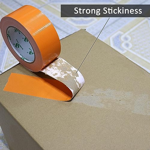 Image of BOMEI PACK Orange Duct Tape, 3Rolls Heavy Duty Strong Industrial Color Duct Tape 9mil x 1.88inch x 30yds for Packing and Repairing