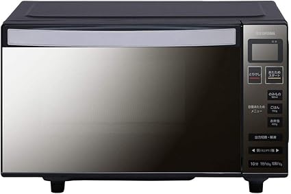 アイリスオーヤマ ミラーガラス 電子レンジ 18L フラットテーブル ヘルツフリー 自動メニュー ブラック MO-FM1804-B