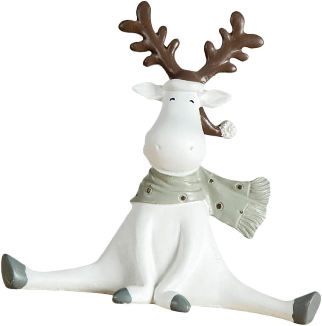 ARTIBETTER 1pc Deer Christmas Ornament Reindeer Sculpture Christmas Statues Elk Figurines Tabletop Decorations Ornaments Deer Statues White Indoor Socks Resin