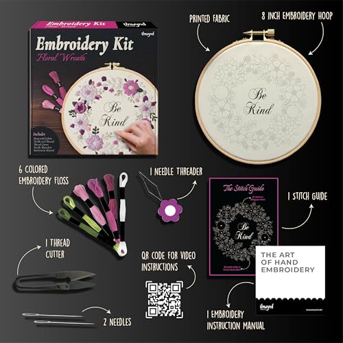 Image of Unwynd Embroidery Kit Floral Theme for Beginners, Satin Stitch Hand Embroidery Kit for Adults, Easy DIY Craft, Valentine's Day Gift with Flower Pattern Design