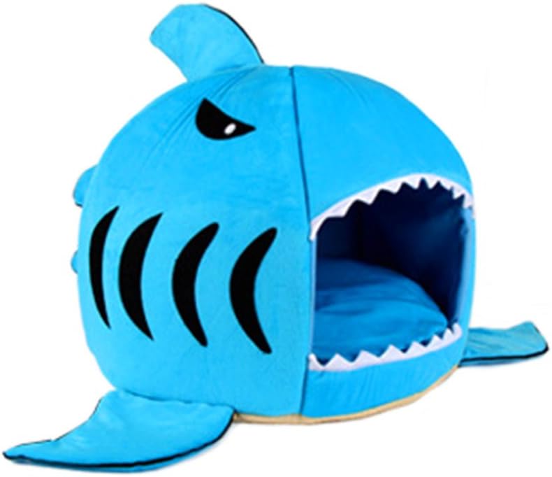 XIAOYU Fashion Shark Pet Bed Creative Cat Mat for Small Animal Cat and Doggy Sleeping Playing Resting Bed, Blue, M