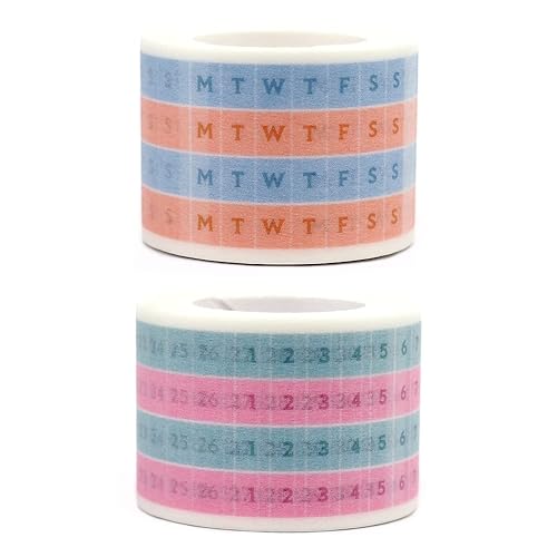 Cinta Washi japonesa de 2 tonos grabable a color, rastreador de hábitos, juego de 2, 1.181 in x 32.8 ft, 47 meses y 110 semanas