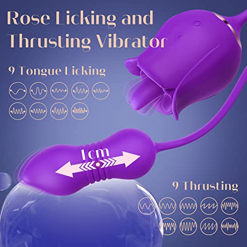 Image of Rose Sex Toys with Thrusting Dildo Vibrator - MOOLIGIRL Clitoral G Spot Stimulator for Women with 9 Tongue Licking & 9 Thrusting, Nipple Anal Adult Sex Toys & Games for Female Couple