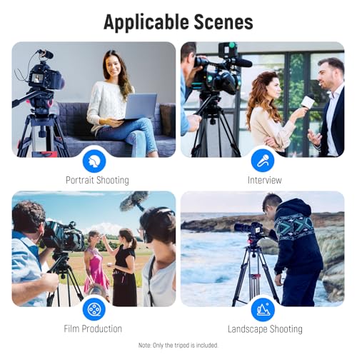 Image of NEEWER 79 inch Camera Tripod with 360 Fluid Head, Heavy Duty Aluminum Alloy Video Stand with QR Plate Compatible with Canon Nikon Sony and Other DSLR Camera Camcorder, Load Up to 17.6lb, Cleaning Cloth