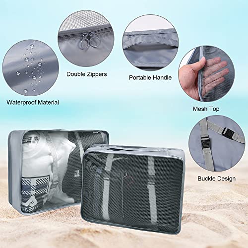 Image of OSDUE 8 Set Packing Cubes for Suitcases, Light Packing Cubes for Travel, Various Sizes Organizer Bags Set for Travel Accessories Travel Essentials,Travel Cubes for Carry on Suitcases (Grey)