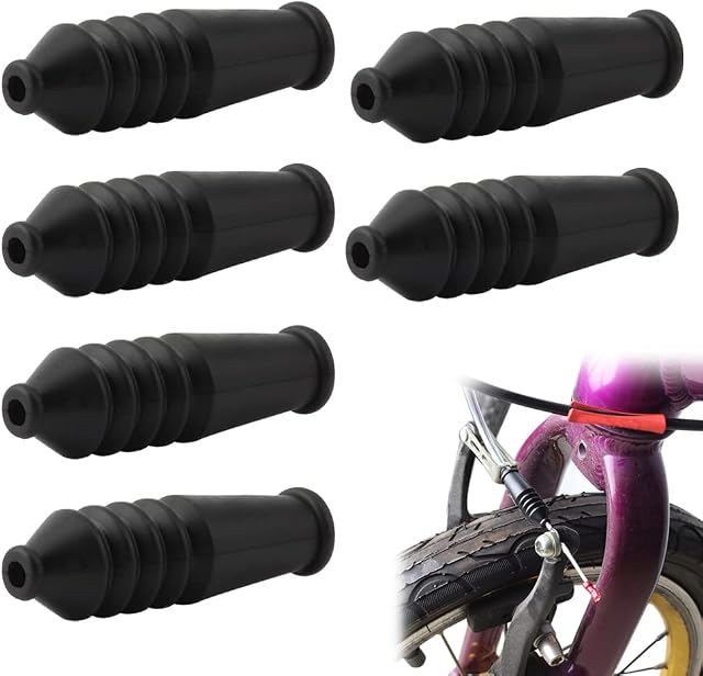 6 Pcs Brake Boot Rubber Black Bike V Brake Noodles Flexible Cable Guide Pipe for Road Mountain Bicycle Repair Tool Accessories Protective Dust Cover