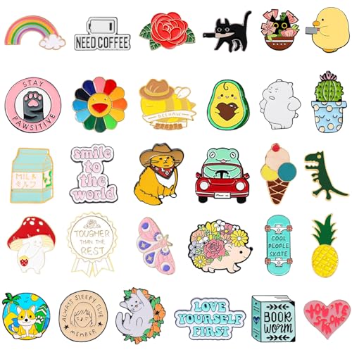 20/30/60/100 Mixed Enamel Pins for Backpacks,Hat Cute Funny Button Pins Bulk Set,Cartoon Plant Aesthetic Brooch Lapel Backpack Pins for Hats Women Girls Cloths Decoration2