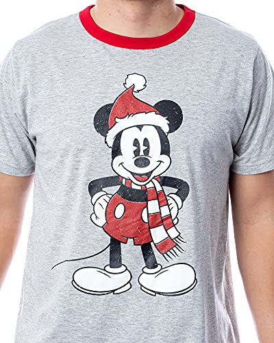 Disney Mickey Mouse Men's Santa Mickey 3 Piece Pajama Sleep Set Shirt Pants and Socks2