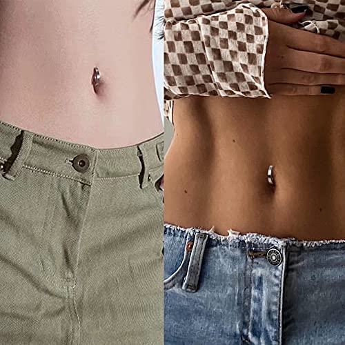 Shinystyle J4You 4Pcs 14G Clicker Belly Button Ring Surgical Steel Cz Opal Belly Ring For Women Small Hoop Belly Ring Simple Reverse Navel Rings Body Belly Piercing Jewelry Silver #TOP5