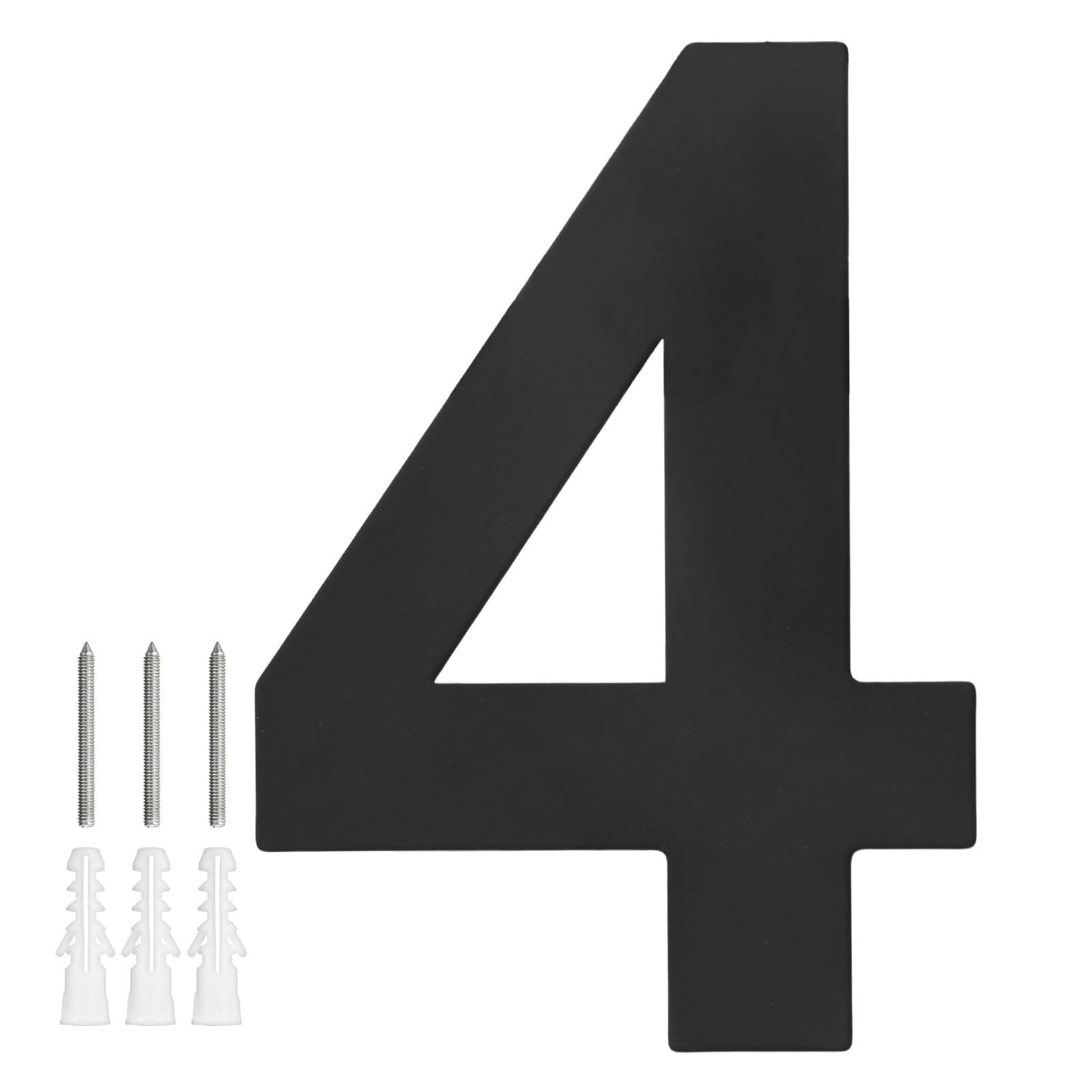 M METERXITY 1-Pack Modern Floating House Numbers for Outside, 8 Inch Stainless Steel Matte Black Large Address Numbers Floating Mount with Nail Kits for Door/Street/Outdoor [Digit 4]