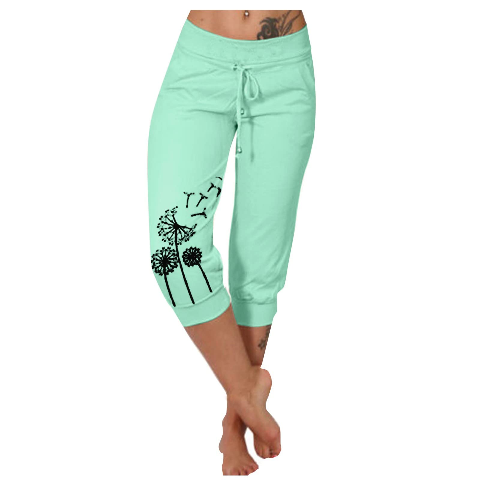 Leggings for Women UK, Womens Cropped Trousers, Ladies Tracksuit Sets, Womens Tracksuit Bottoms, Ladies Floral Trousers, Womens 3/4 Jeans, Nightwear for Women UK, Summer Sets Women(XXL,Ac-Green)
