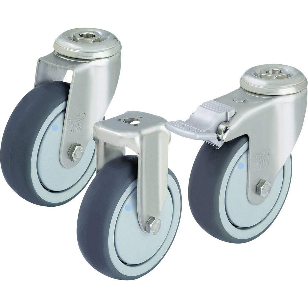 Blickle 574392 Ruota in acciaio inox girevole con attacco su foro passante Ø 100 mm cuscinetti a sfera