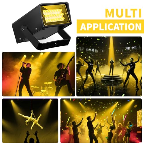 Image of ENUOLI Mini LED Strobe Light Yellow Color 24 Super Bright LED Party Light | Variable Speed Control Mini LED Strobe Light for Christmas Clubs Stage Light Effect DJ Disco Bars Parties Halloween (Yellow)