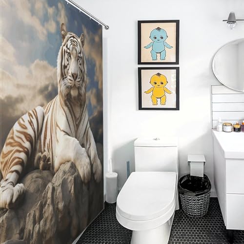 Rideau de douche tigre polyester imperméable lavable 183x183 cm - 6