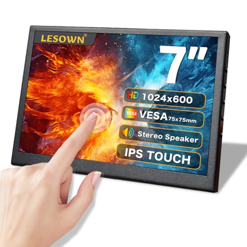 Image of 7inch Touch IPS Portable Monitor with Dual Speakers, Audio Jack, 1024x600 Capacitive Touchscreen Metal Case, HDMI USB Computer Display for Windows Raspberry Pi Ubuntu Mac, Drive-Free