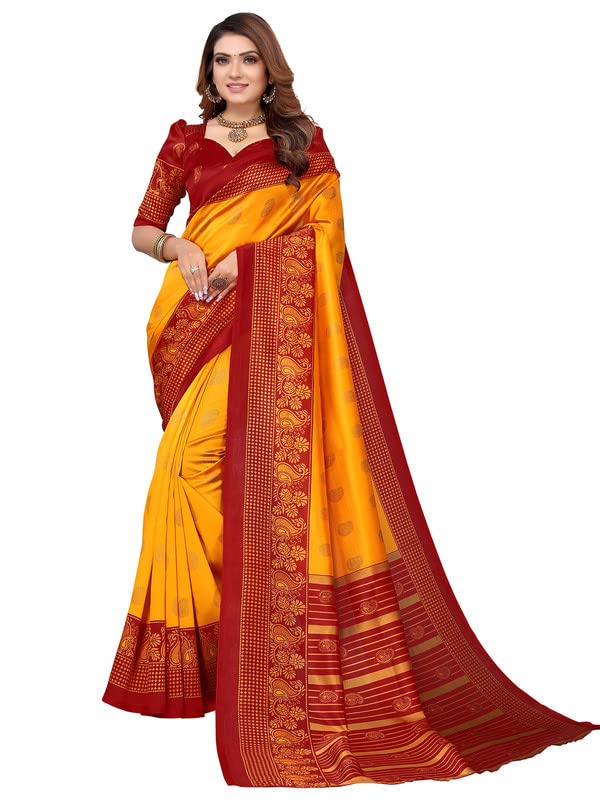 SIRIL Women’s Silk Printed Saree With Blouse SIRIL Women’s Silk Printed Saree With Blouse