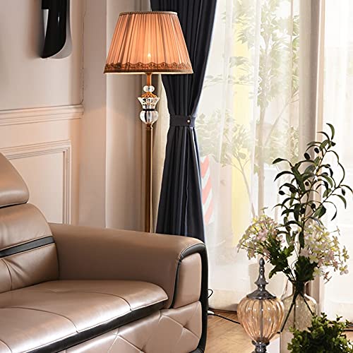 Indoor Crystal Floor Lamp, Moderne staande lamp met stoffen tint voor de woonkamer en slaapkamer, LED High Pole… - Image 8