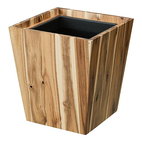 リコメン堂 アカシアプランターボックス 7号鉢用 プランターカバー ウッドプランターボックス ウッドプランターカバー スクエア型 インナーポット付き 底穴なし 33.3cm×33.4cm×34.7cm 木製 鉢カバー