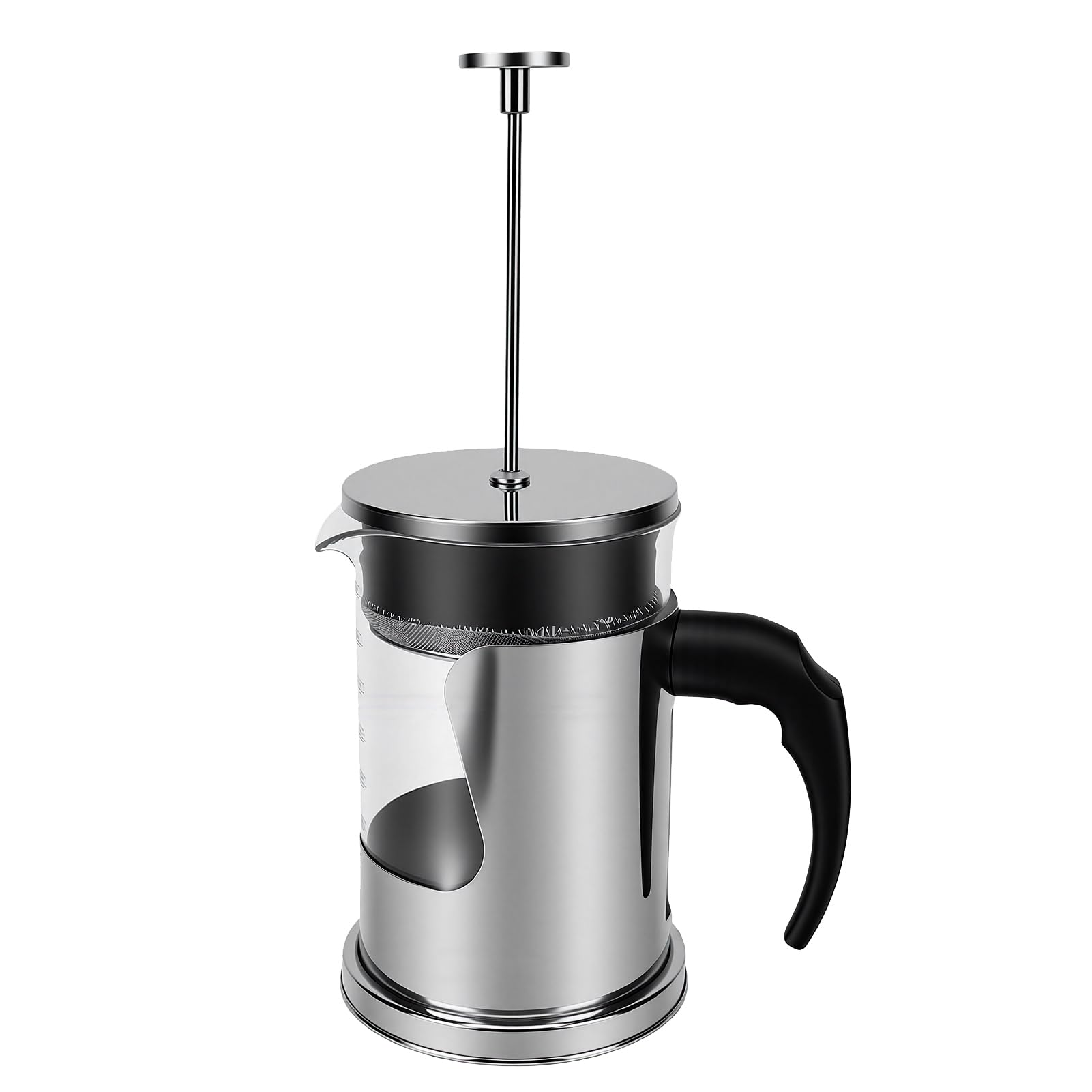 Cocoarm de Prensa Francesa, Prensa de café de Vidrio de 800 Ml con Filtro de Malla 80 de Acero Inoxidable 304, Caliente y Fría para el Hogar, Viajes, Camping, Oficina (Acero inoxidable 304 800ml)