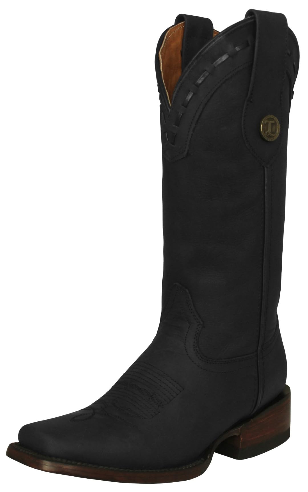 Texas Legacy Womens Cassidy Black Western Wear Boots Solid Leather Square Toe