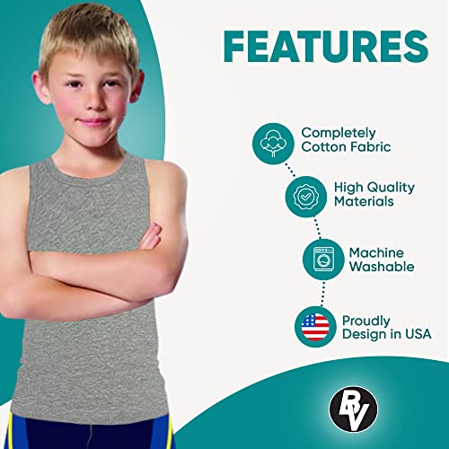 BROOKLYN VERTICAL Boys 4 Pack Undershirt Tank Top - Tagless Cotton Super Soft Runs Small4